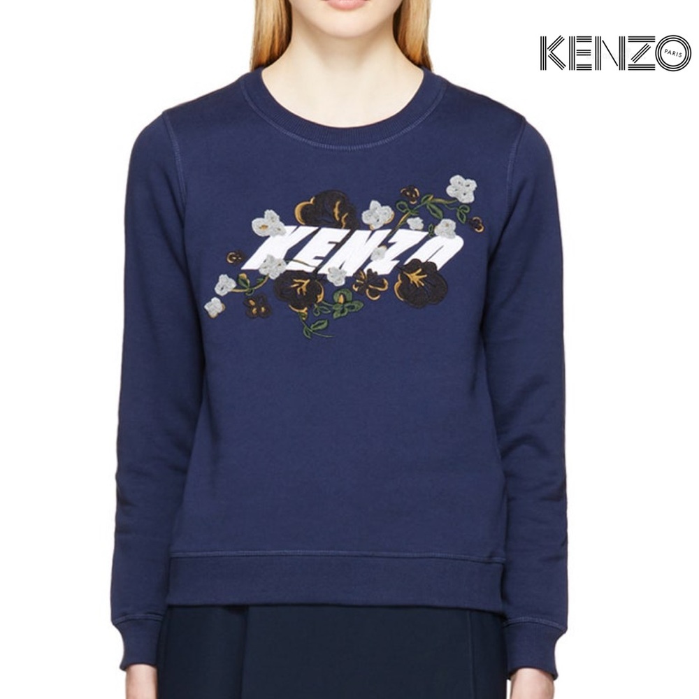 Kenzo Boke Flower embroidered logo Sweatshirt in Navy